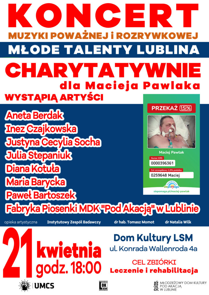 KONCERT muzyki poważnej i rozrywkowej - 21 kwietnia godz. 18:00